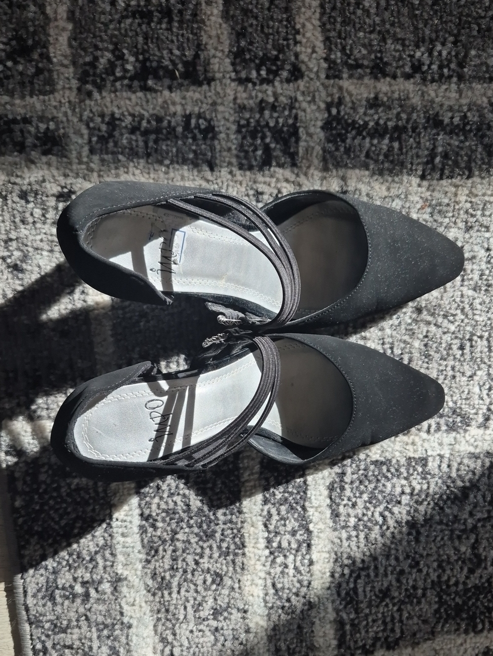 Impo Black Pointed-Toe Ankle-Strap Heels